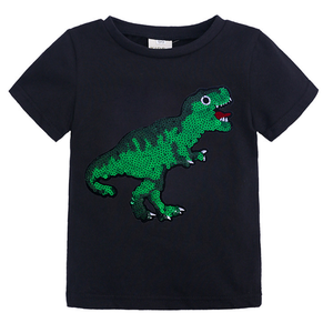 T-shirt décontracté noir fantaisie pour garçon, achat en gros auprès d'un fournisseur chinois pour boutique en ligne - Product Image 5