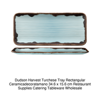 Plateau de service rectangulaire Harvest Turquoise 34,6 × 15,6 cm en céramique Dudson décorée à la main