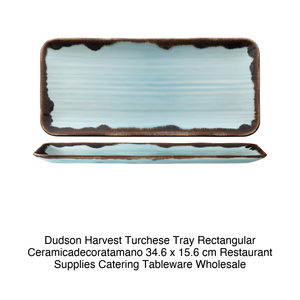 Harvest Turquoise Serving Platter 34.6 × 15.6 cm Rectangular Dudson Ceramicadecoratamano - Product Image 2