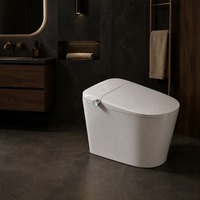 WC intelligent avec couvercle automatique, siège chauffant, lavage à l'eau chaude, télécommande, fixation au sol, double chasse d'eau, design moderne