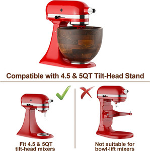 Tazón Mezclador de <span class=keywords><strong>Madera</strong></span> de Acacia Premium, Compatible con Batidoras KitchenAid de 4.5-5 Qt con Cabezal Inclinable - Product Image 6