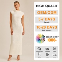 Robe longue décontractée en maille pour femme, couleur unie, avec bretelles perlées, effet amincissant, production sur mesure pour boutiques de vêtements