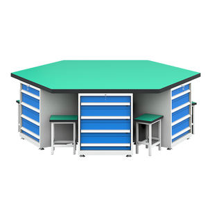 Table <span class=keywords><strong>de</strong></span> travail hexagonale personnalisée à six faces pour l'entraînement scolaire, table d'opération à six postes pour l'assemblage <span class=keywords><strong>de</strong></span> moules <span class=keywords><strong>de</strong></span> mécanicien - Product Image 1