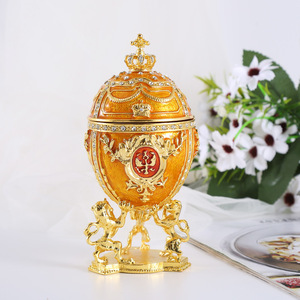 Scatola Portaoggetti a Forma di Uovo con Corona e Leone, Grande Formato, per Inviti di Nozze, Regali di Pasqua, Uovo di Fabergé, Confezione Regalo Creativa - Product Image 6