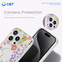 Nouvelle couverture mobile transparente antichoc charge sans fil fleur magnétique IMD étui de téléphone pour iPhone 17 16 15 14 13 12 Pro Max Plus Air