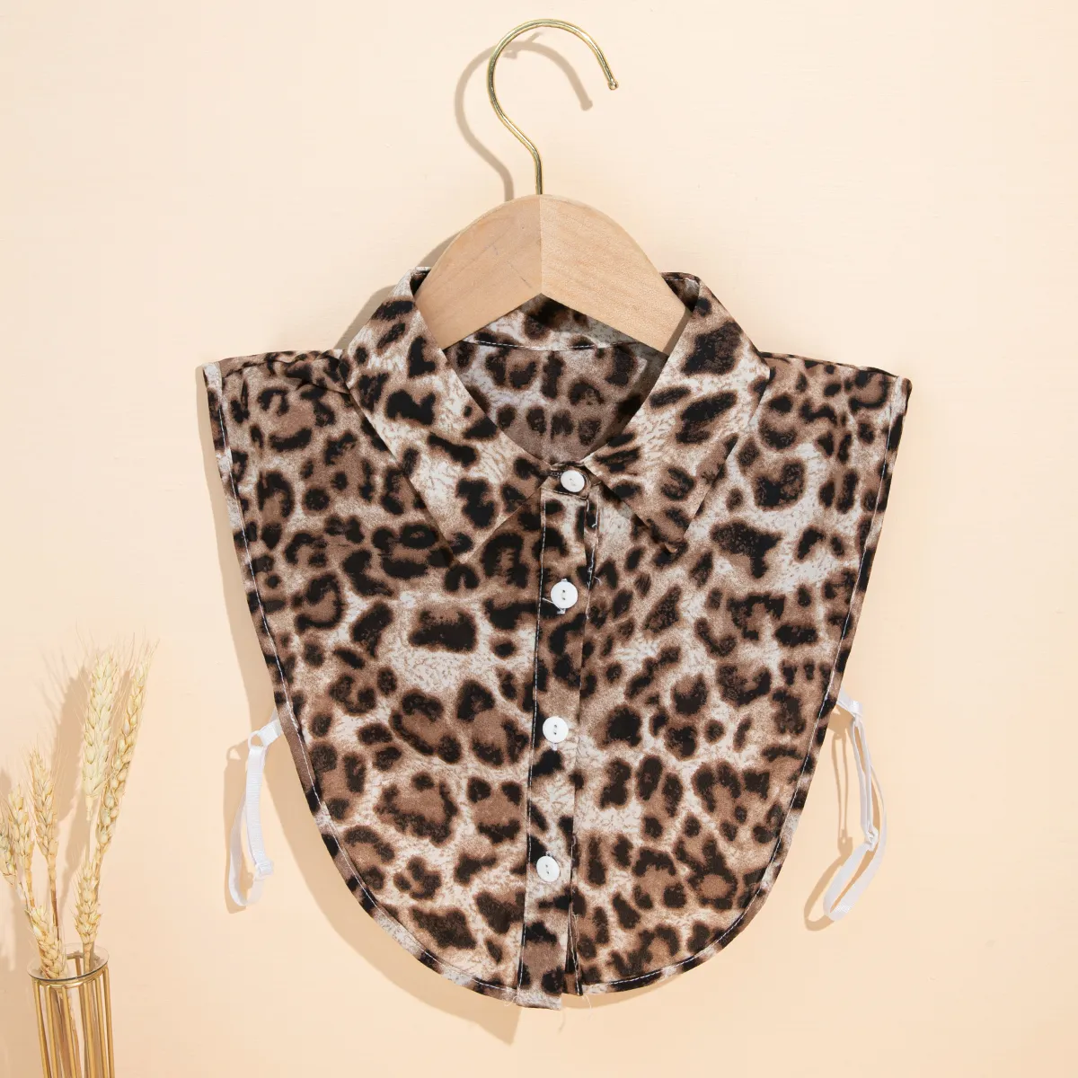 Leopard print New Detachable Blouse Half Shirts Elegant Fashion Women Fake Collar with Rhinestone