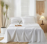 Ensemble de literie d'hôtel Four Seasons 300TC motif rayé tissé Technics 4 pièces comprenant des oreillers Fournisseur direct de literie d'hôtel