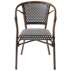 Black French Modern <strong>Stackable</strong> Patio Wicker Dining Furniture Outdoor <strong>Garden</strong> Rattan Bistro <strong>Chairs</strong> - Product Image 2