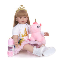Fashion Boutique Reborn Doll 24 Zoll Simulierte Baby puppe Silikon Reborn Doll Mit Langem Haar Silikon Reborn Baby