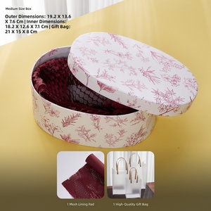 Scatola Regalo Ovale di Lusso con Stampa Floreale Botanica, Coperchio e Base Personalizzabili, per Confezioni Boutique in Carta Kraft - Product Image 3