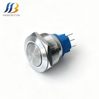 Bouton poussoir électronique à tête plate en acier inoxydable de 25 mm, étanche IP65, 3 broches, non éclairé, 12 V, 1NO1NC SPST, pour appareils électroménagers