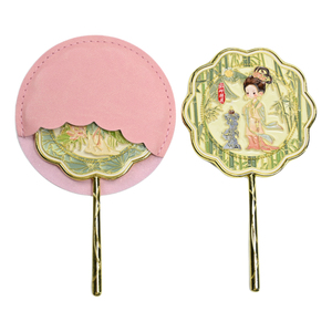 Vendite calde <span class=keywords><strong>specchio</strong></span> da viaggio di lusso <span class=keywords><strong>Vintage</strong></span> <span class=keywords><strong>trucco</strong></span> compatto a mano oro rosa nero rosa <span class=keywords><strong>specchio</strong></span> portatile con manico - Product Image 3