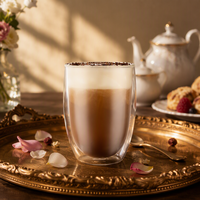 Ensemble de 6 verres à double paroi JY, 350 ml, tasses à latte, résistantes au micro-ondes, pour boissons froides, soufflées à la bouche