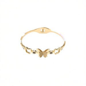 Gold Plated Stainless Steel Butterfly Bangle With <b>Crystal</b> Accents Fashion Jewelry - Product Image 2