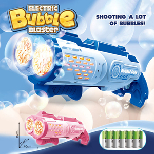 Pistola de Burbujas Eléctrica de Doble Boquilla con Luz, Juguete Automático de Burbujas para Niños, Juguete de Burbujas para Fiestas de Verano al Aire Libre, Bodas - Product Image 3