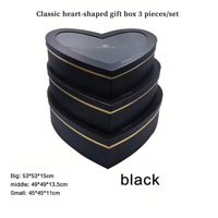 Coffret cadeau Saint-Valentin 99 roses Trois grandes boîtes à fenêtre en forme de cœur Boîte d'emballage pour fleurs