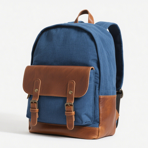 Hot bán người đàn ông của kinh doanh Ba lô nhà sản xuất tùy chỉnh vải + da thật ba lô với ngăn máy tính xách tay với biểu tượng tùy chỉnh - Product Image 6