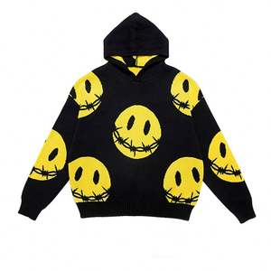 Pull à capuche en tricot jacquard surdimensionné à sublimation lourd personnalisé hiver motif animal brodé polyester/coton à capuche - Product Image 5