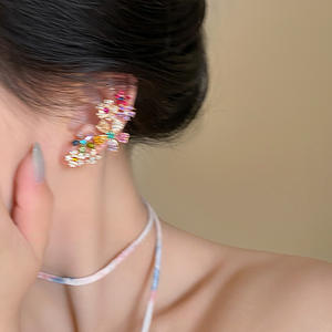 Sierlijke Sieraden Zonder Piercing Bloemen Oorclip Bling Iced Out Zirconia Cz Bloem Oor Manchet Oorbellen Voor Meisje - Product Image 4