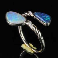Créateur de bijoux fins de haute qualité de luxe plaqué or 18 carats bague en argent sterling massif 925 opale australienne naturelle pour femmes hommes