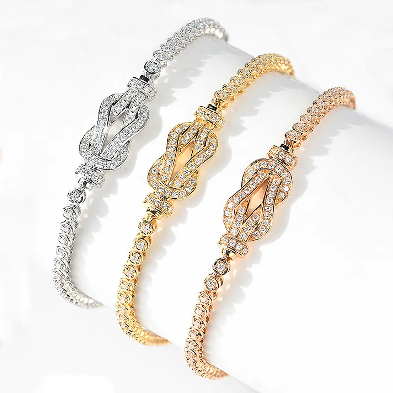 Wholesale China Factory Top Design Luxury Fine Jewelry 14K 18K Real Gold Diamonds Bracelet For Women
