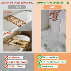 Baki bak mandi mewah, nampan mandi akrilik Caddy dengan pegangan perak untuk bak mandi, nampan penyimpanan bak mandi - Product Image 4