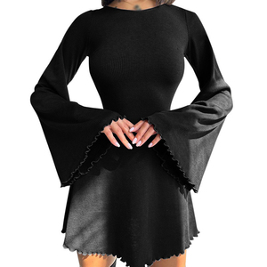 <span class=keywords><strong>Vestiti</strong></span> autunno 2024 donna abiti Casual <span class=keywords><strong>neri</strong></span> un pezzo svasati manica lunga fasciatura abiti <span class=keywords><strong>corti</strong></span> - Product Image 2