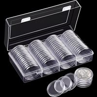 Boîte de protection ronde en acrylique transparent pour pièces de monnaie, capsules pour pièces de monnaie en argent, pièces commémoratives du zodiaque, accessoires de rangement pour collection de pièces de monnaie