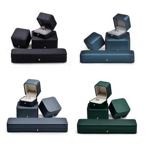 Custom Ring Jewelry Case PU Leather Jewelry Packaging White Green Black Jewelry Boxes Packaging