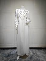 Y136 Damen Muslimisches Abaya-Kleid Elegantes Paisley-Muster Polyester Knöchellang Vorne Offen Freizeitkleidung für Alltag & Festliche Anlässe