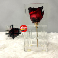 Boîte de présentation en acrylique SHP romantique à trou unique pour rose éternelle, cadeau de Saint-Valentin, souvenir de mariage, vente en gros, amour