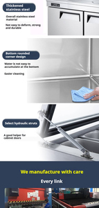 NUELEAD NE-1121 Équipement commercial à refroidissement par air en acier inoxydable 270L Table de préparation alimentaire à deux portes en demi-verre à neuf bacs pour sandwichs et salades - Product Image 4