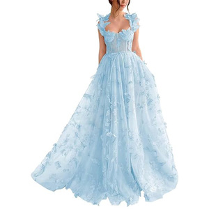 <span class=keywords><strong>Vestido</strong></span> de Fiesta de <span class=keywords><strong>Noche</strong></span> para Dama de Gran Venta 2025, Vestidos de Novia Personalizados, <span class=keywords><strong>Vestido</strong></span> Largo y Elegante de <span class=keywords><strong>Playa</strong></span> para Mujer con Apliques de Mariposas de Encaje - Product Image 4