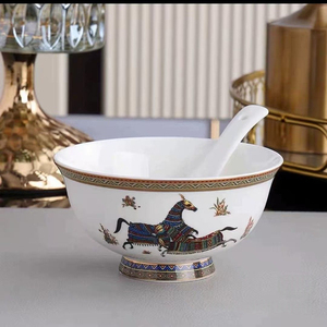 Wholesale Eco-Friendly Nordic Light Luxury Gold Inlay Bone China <b>Dinnerware</b> Sets for Business Gifts - Product Image 3