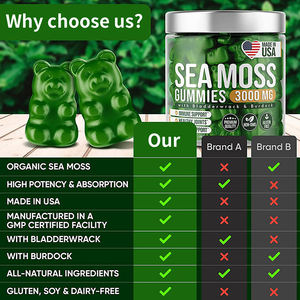 Etiqueta Privada vegana-mascarillas de musgo de mar con Bladderwrack bardock, gomitas de desintoxicación de minerales orgánicos con vitamina, mejora la energía - Product Image 3