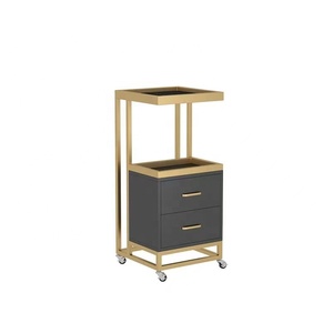 Modern Gold Metal Salon Trolley <b>Cart</b> Drawers 4-Wheel Rolling 360-Degree Rotation 80kg Load Capacity for Barber Shop Beauty Salon - Product Image 3