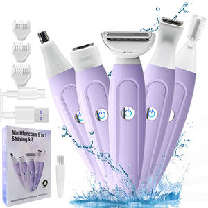Rasoir électrique pour femmes tondeuse à cheveux pour bikini jambes femmes rasage sourcils lèvres corps bras aisselles épilation faciale 5 en 1 Kit - Product Image 1