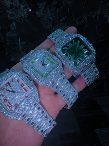Montre de plongée mécanique en acier inoxydable, lunette sertie de diamants, cadran en saphir, bracelet en moissanite, date automatique, montre unisexe tendance - Product Image 2