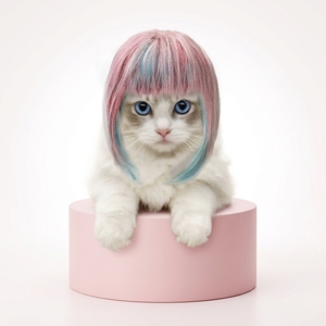 Perruques pour animaux de compagnie en fibres synthétiques personnalisées HLC pour Halloween, Noël et les événements festifs, perruques longues pour chats et chiens - Product Image 1