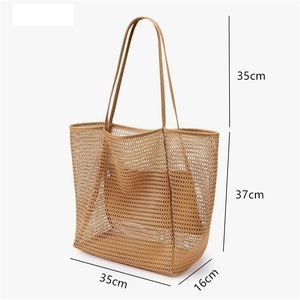 Bolsa de malla para la playa, bolsa de almacenamiento multiusos para ropa, plegable, transpirable, de gran capacidad, bolso de mano para vacaciones y natación - Product Image 3
