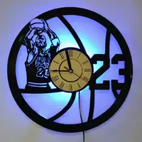 Настенные часы Майкл Джордан 23, сделанные из виниловой пластины, многоцветные светодиодные 3d-часы с дистанционным управлением