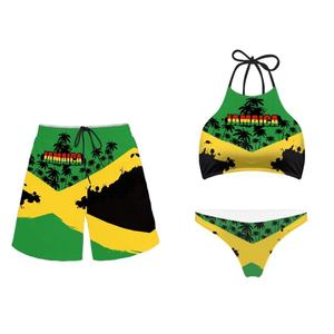 Traje de Baño de Lujo Personalizado de Alta Calidad para Parejas, Bikini Arcoíris, Ropa de Playa para Mujer y Hombre, Conjunto de 3 Piezas, Spandex/Poliéster de Secado Rápido - Product Image 3