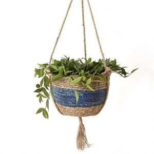 Supporti per Piante a 3 Livelli, Cesto Decorativo in Erba Marina Intrecciata <span class=keywords><strong>da</strong></span> Appendere a Parete, con Vassoi Raccogligocce e Rivestimenti Regolabili in Fibra di Cocco per Fioriere 14 - Product Image 1