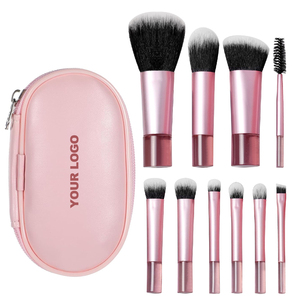 ชุดแปรงแต่งหน้ามืออาชีพแบบพกพา รุ่นใหม่ 10 ชิ้น ดีไซน์น่ารัก สีชมพู พรีเมียม สำหรับเดินทาง ขนแปรงสังเคราะห์ พร้อมซอง PU - Product Image 1