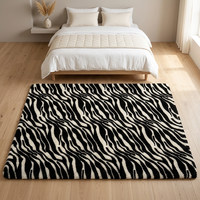 Tapis en fausse fourrure de lapin de qualité supérieure, tapis moelleux à rayures zébrées pour chambre à coucher, salon, décoration intérieure chaleureuse et confortable, tapis de sol