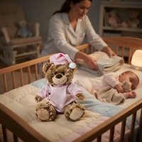 Pyjama en peluche pour bébé en forme d'ours endormi, ours en peluche personnalisé avec rembourrage en polyester et coton PP
