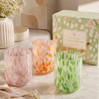 Verre à eau en verre soufflé à la main avec motif confettis colorés, verre à boire en verre de Murano pour café glacé et cocktails