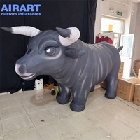 Costume gonflable de taureau noir pour festival de corrida, mascotte de taureau gonflable personnalisable pour spectacle de rue
