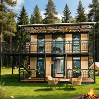 Maison conteneur extensible à deux étages, maison modulaire de luxe de 20 pieds avec double balcon pour l'hébergement en resort de glamping
