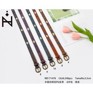 Cinture in tessuto con fiori ricamati in pelle PU larghezza 2,5 cm per abbigliamento casual da donna - Product Image 3